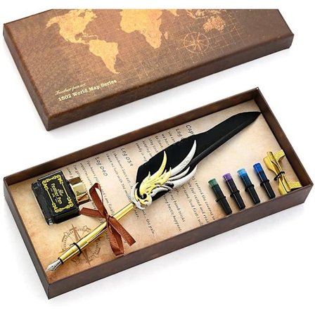 Quill Fjerpen Sæt Antik Fjerpen Blæksæt Vintage Kalligrafi Fjer Dyp Pen Gaver (FMY)