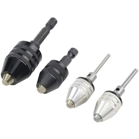 4 stk. Drill Chuck Adaptersett - Mini Skrutrekker Adapter Chuck 3 Kjefter Bor Bits Elektrisk Drill Konverterings Chuck Sett