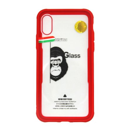Skal Med Härdat Glas iPhone X/XS - Röd