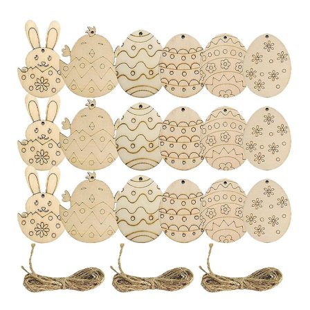 36 st ofärgade träägg i papper utklipp påsk trä hantverk papper utklipp vår semester dekorationer (7.30X5.60X0.25CM, beige)