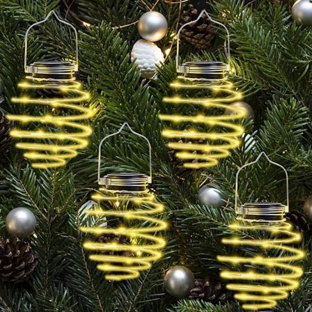 4 stk. udendørs LED solspiral sollampe, metal hængende sollampe