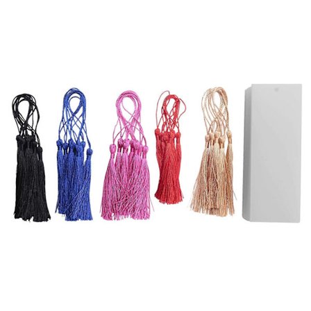 40 st Akryl Bokmärke Klar DIY Obehandlade Mini Bokmärken med Färgglada Tofsar för DIY Hantverk