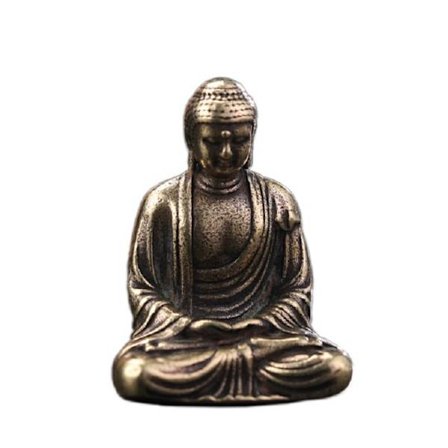 Buddha-staty i koppar, mediterande sittande prydnad