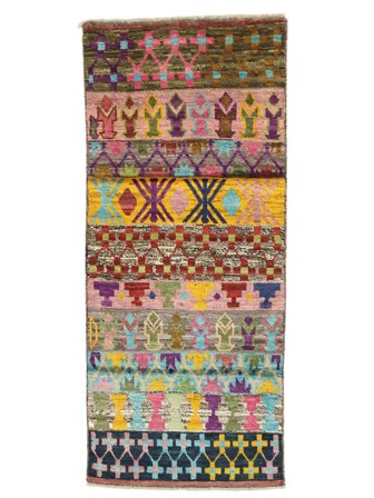 Tapis Berbère Colourful 83X192 De Couloir Marron/Vert (Laine, Afghanistan)