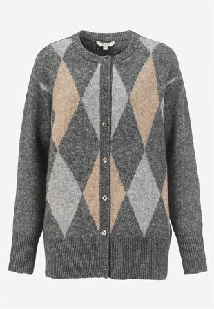 Cellbes of Sweden - Strikket cardigan i grå / ternet til damer i størrelse 46/48
