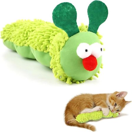 Caterpillar Katteurt Legetøj - Blød Plys med Økologisk Katteurt, Interaktiv Leg & Motion for Indekatte