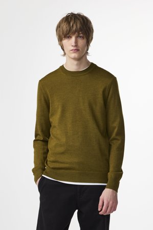 NN.07 Ted 6605 Pullover Herren Grün Merinowolle