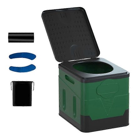 Bärbar hopfällbar toalett för camping, resor, hopfällbar bil, nödtoalett, återanvändbar toalett för vuxna K-Xin