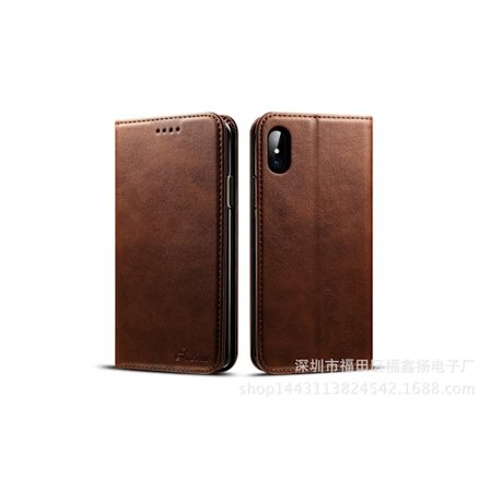 Kotelo iPhone 13:lle, tummanruskea retro snap-on -läppäkorttikukkaro nahkaa