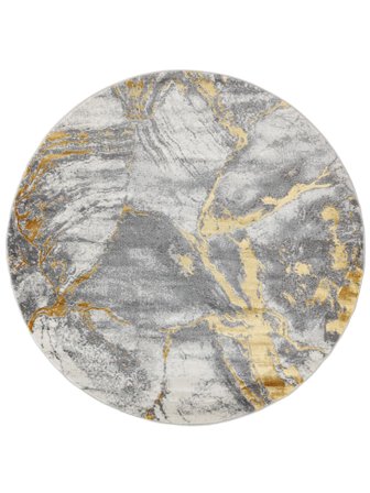 Antonie Ø 200 Gris Claro/Dorado Abstracta Redonda Alfombra