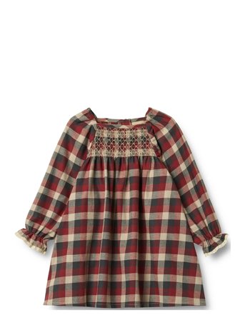 Wheat Dress L/S Lace Bella - Red - 128