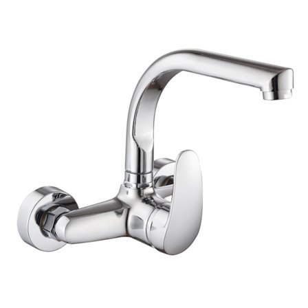 Väggmonterad köksblandare, enhandsgrepp, krom, silver