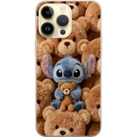 Kompatibel Mobilcover til Apple iPhone 15 Pro Max Stitch omgivet af brune teddybjørne med en lille teddybjørn i armene i en sød og hyggelig kawaii-des