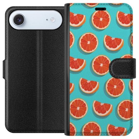 Kompatibelt Lommeboketui til Apple iPhone 17 Air Illustrert mønster med gjentatte grapefrukt skiver mot en turkis bakgrunn