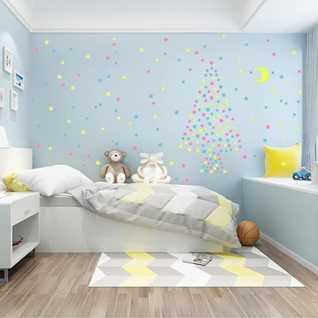 Realist 3D Stjärnhimmel, 200 Stycken 4 Färger Glow-in-the-Dark S