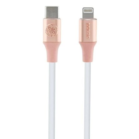 Guess USB-C till Lightning kabel 1.5m Ebossed Logo - Rosa