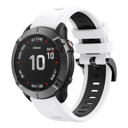 För Garmin Fenix ​​6 Pro GPS 22mm Tvåfärgad Sports Silikon Watch Band