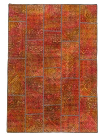 170X244 Tapis Patchwork Moderne Rouge Foncé/Marron (Laine, Perse) Carpetvista