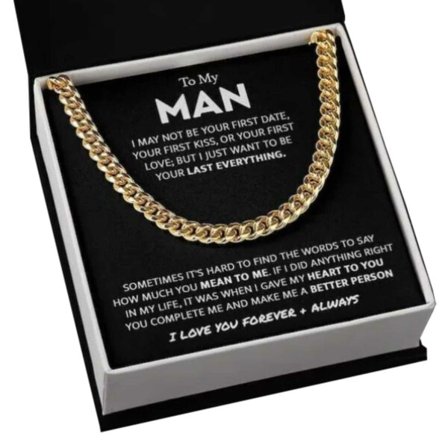 Gave halskjede til mann, kjæreste gave gullkjede med kort gull