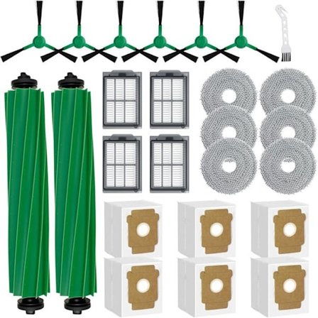 VUSZR Sæt af 25 reservedele til iRobot Roomba Plus 405/505 Combo, 2 hovedbørster, 6 BØRSTE OG STYRKER TIL STØVSUGER