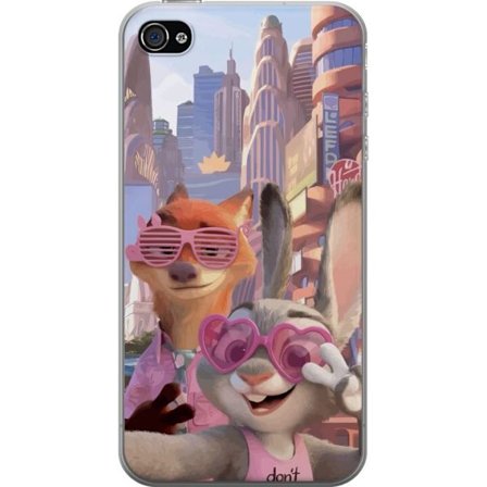 Kompatibel Mobilcover til Apple Apple iPhone 4s Animalske figurer i solrig bymiljø med rosa solbriller og en positiv besked i en farverig feel-good s