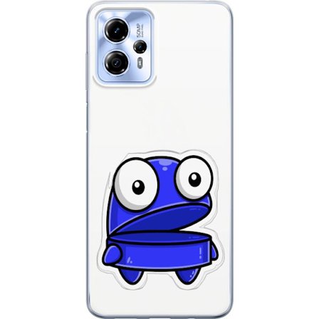 Kompatibel Mobilcover til Motorola Motorola Moto G13 Blå tegneseriefigur med åbent udtryk og store øjne i sjov illustration