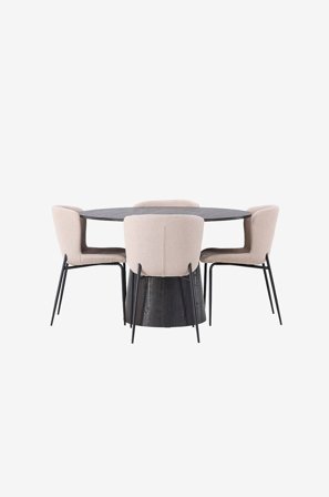 Venture Home - Spisegruppe Lanzo med 4 stk stoler Modesto - Svart - Spisegruppe 4 personer - Fra Homeroom