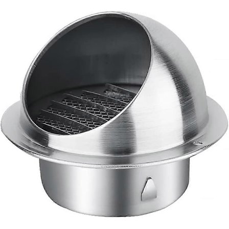 Rund ventilationsrist i rustfrit stål, kompatibel med udendørs vægventilationsrist med klapdæksel, ventilationsrist 80 mm
