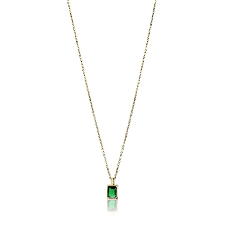 Emily Westwood EWN23082G Damhalsband - Guld & Grönt Stål