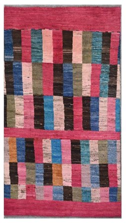 100X184 Tapis Berbère Colourful Moderne Rouge Foncé/Noir (Laine, Afghanistan) Carpetvista