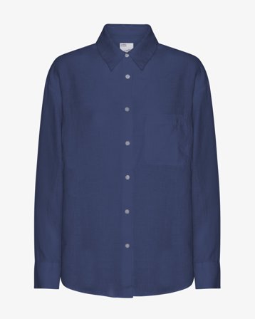 Linen Oversized Shirt - Petrol Blue XL