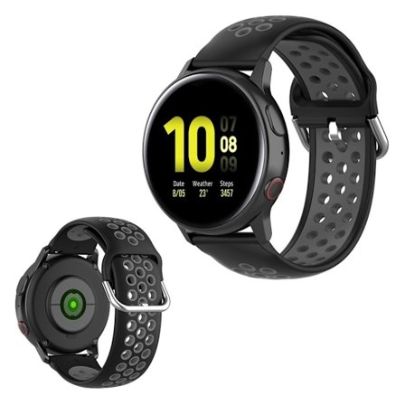 Samsung Galaxy Watch Active / Active 2 - 40mm / 44mm tofarvet Urrem - Sort / Grå