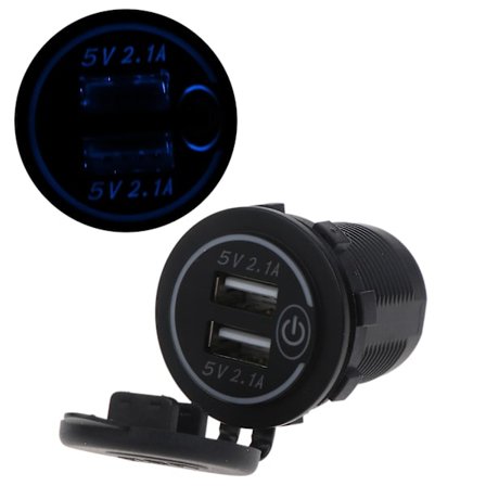 Dubbel USB-laddningsuttag 12v-24v Billaddare Uttag Bil Motorcykeladapter