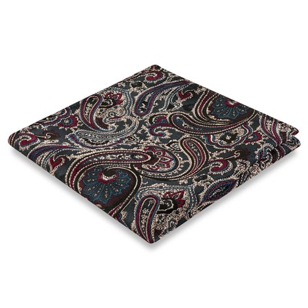 Mørkeblå & Mørkegrøn PAISLEY Silkelommeklud til mænd - Mønstrede lommeklude