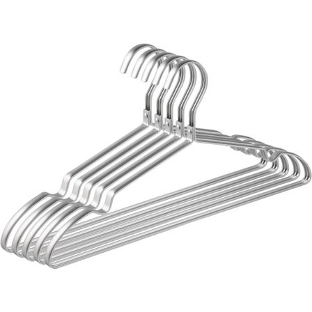 Amber Home 10stk Aluminium Jern Bøjler 42cm,Mat Sølv Metal Bøjle til Tøj Dragter T-shirts Skjorter Jakker Kjoler, Skridsikre hak