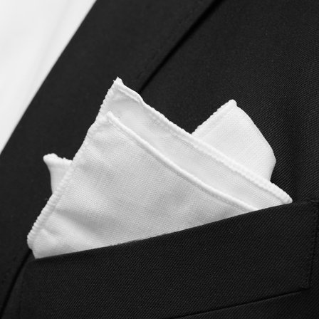 Fazzoletto da taschino bianco con bordi bianchi per uomini - Fazzoletti da taschino a tinta unita
