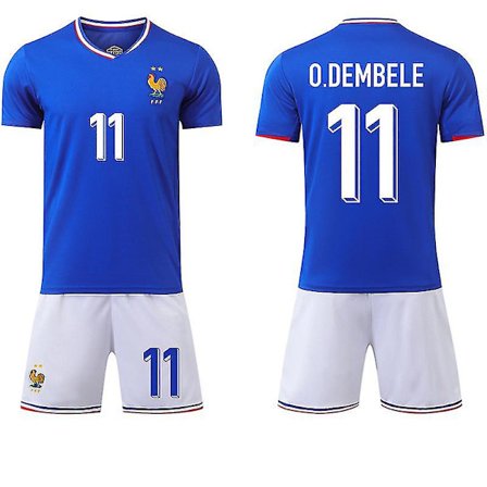 2024 EM Frankrike Hemmafotbollströja Set Landslag Nr 11 O.Dembele Tröja Lämplig för Barn och Vuxna - Storlek 16