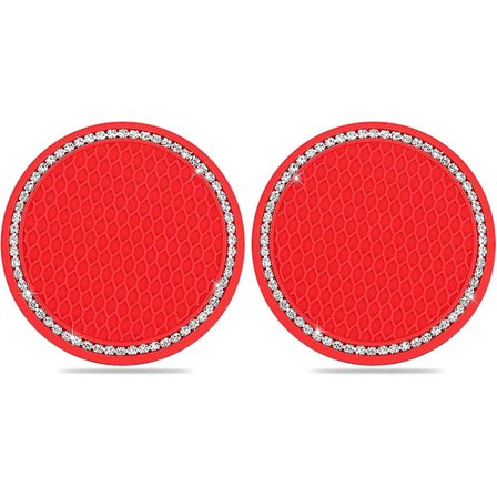 Bilkoppholder-underlag, universal koppholder-innsatsunderlag 2,75 tommer silikon støvtett sklisikkert underlag (rød) 2 pakker