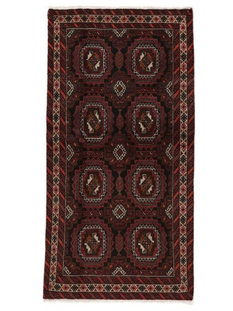 Baluch Rug 106X207 Black/Brown Wool, Persia