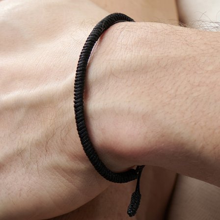 Schwarzes Glücksknoten Armband für Männer - Schnurarmbänder
