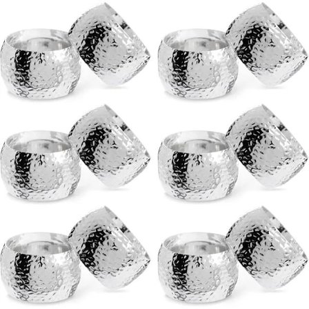 Sæt med 12 sølvfarvede servietringe til bryllup, hjem og fest