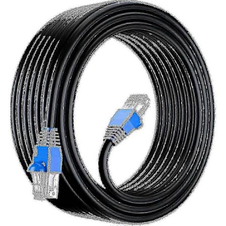 50m Cat6 Ulkokäyttöön Vedenkestävä Suoraan Maahan Kaivettava Ethernet-kaapeli - UTP CCA 550MHz Musta 50 Metrin Verkkokaapeli