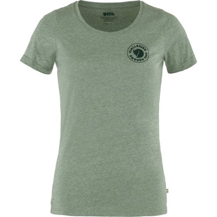 Fjällräven Women's 1960 Logo T-Shirt Top in Patina Green/Melange | Size: Medium, Organic Cotton