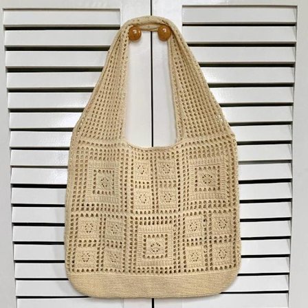 Axelväskor Virkad väska LJUSGUL - spot försäljning