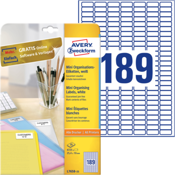 Etiketter Mini 25,4x10 mm