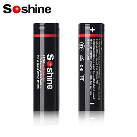Soshine 3,7V 21700 5000mAh uppladdningsbart batteri 3C litiumjonurladdning Högeffektsbatterier för högeffektsapparater Batteri