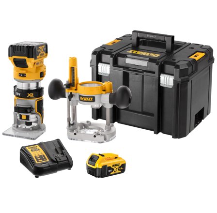 Dewalt DCW604P2-QW Håndoverfres med batteri og lader, Maskiner