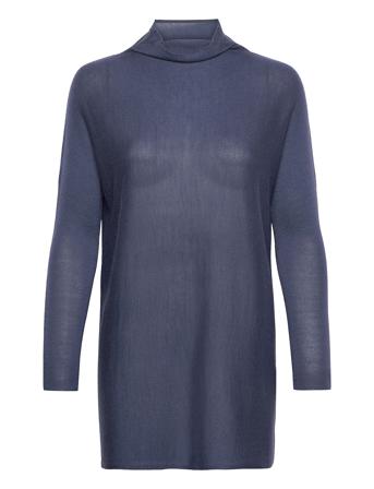 Merino Lyocell Wide Turtleneck Blue Cathrine Hammel