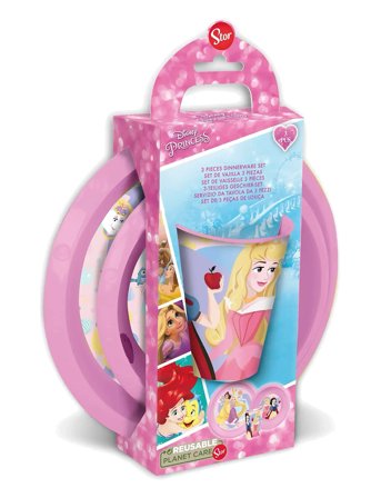 Princesses Disney Princess 3 Stk,Skål, Tallerken Og Krus - Pink - ONE SIZE