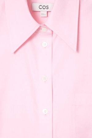 COS Women's Relaxed Short-Sleeve Cotton Shirt in Pink